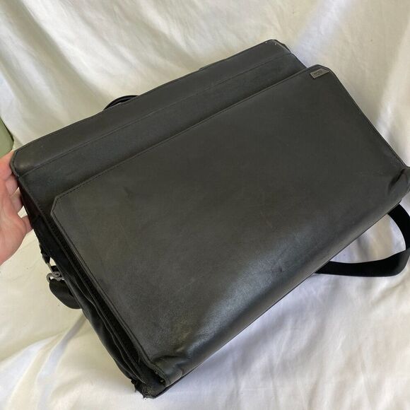 TUMI Laptop Bag Leather Nylon Briefcase Business Travel 2961D Crossbody Messenge - Picture 3 of 16